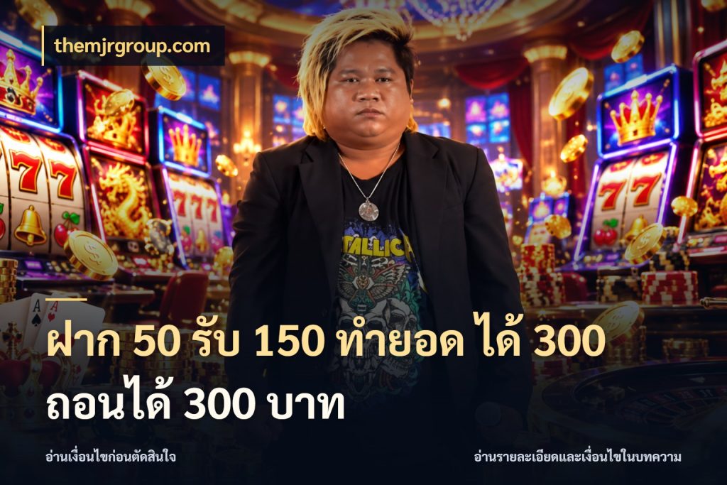 ฝาก 50 รับ 150 ทํายอด ได้ 300 ถอนได้ 300 บาท สีสันของโปรฝากและยอดรับ สไตล์ themjrgroup.com